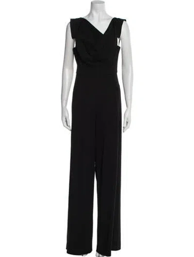 Pre-owned Black Halo Nylon Asymmetrical Jumpsuit In Black