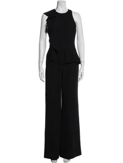 Pre-owned Black Halo Nylon Crew Neck Jumpsuit In Black