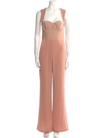 Pre-owned Black Halo Nylon Square Neckline Jumpsuit In Pink