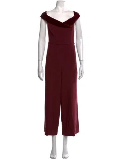 Pre-owned Black Halo Nylon V-neck Jumpsuit In Burgundy