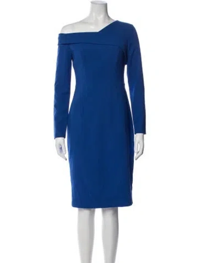 Pre-owned Black Halo Off-the-shoulder Knee-length Dress In Blue