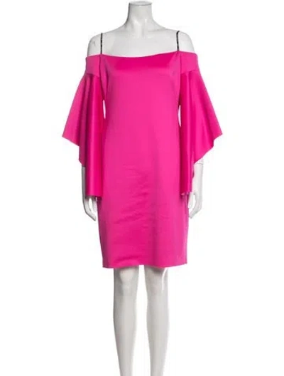 Pre-owned Black Halo Off-the-shoulder Mini Dress In Pink