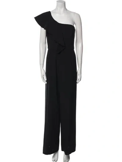 Pre-owned Black Halo One-shoulder Jumpsuit In Black