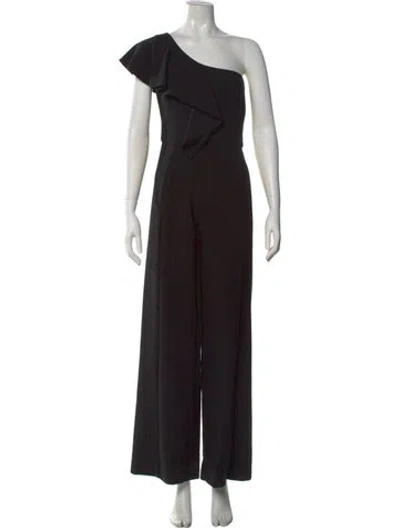 Pre-owned Black Halo One-shoulder Jumpsuit In Black