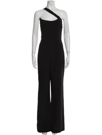 Pre-owned Black Halo One-shoulder Jumpsuit In Black