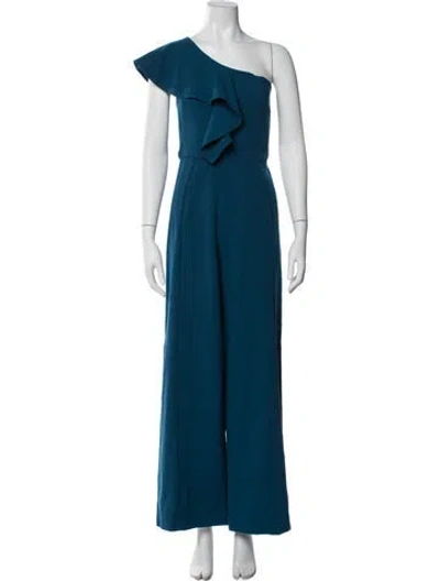 Pre-owned Black Halo One-shoulder Jumpsuit In Blue