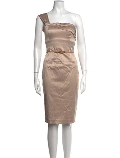 Pre-owned Black Halo One-shoulder Knee-length Dress In Neutrals