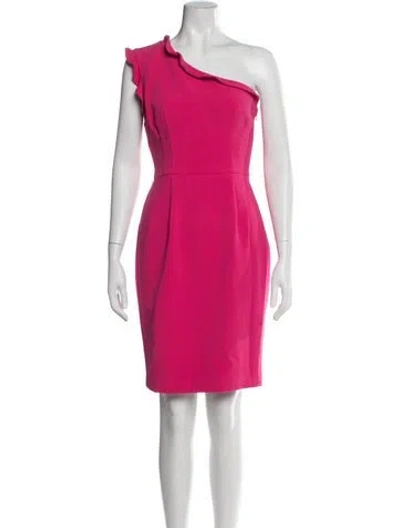 Pre-owned Black Halo One-shoulder Knee-length Dress In Pink