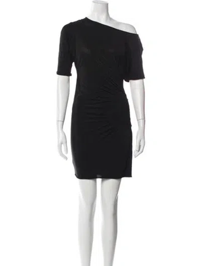 Pre-owned Black Halo One-shoulder Mini Dress In Black