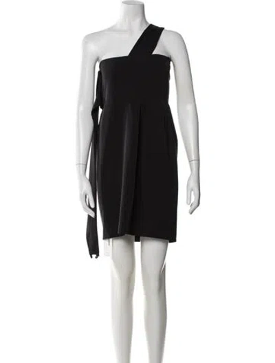 Pre-owned Black Halo One-shoulder Mini Dress In Black