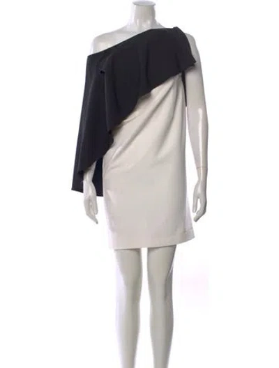 Pre-owned Black Halo One-shoulder Mini Dress In Neutral