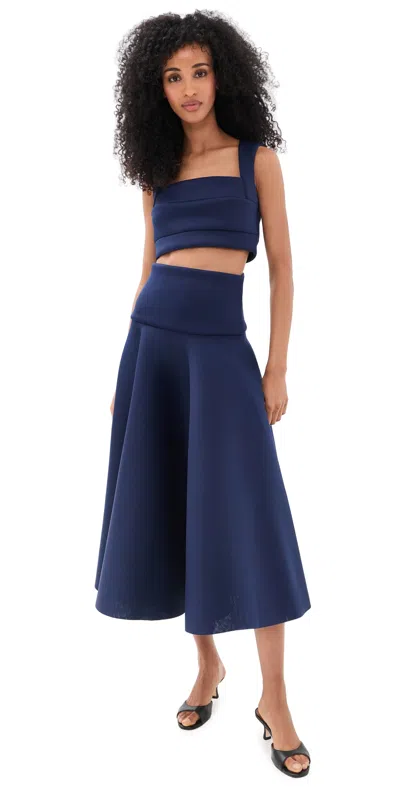 Black Halo Pamina Two-piece Midi Set Navy In Blue