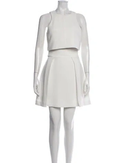 Pre-owned Black Halo Pleated Accents Skirt Set In White