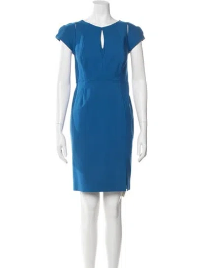Pre-owned Black Halo Plunge Neckline Knee-length Dress In Blue
