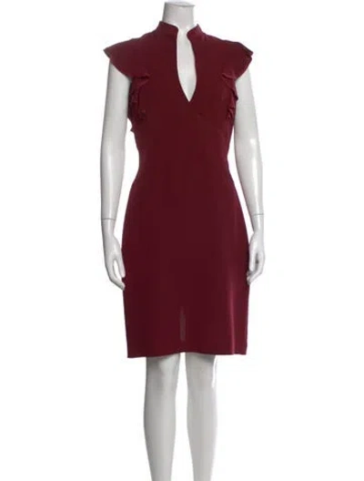 Pre-owned Black Halo Plunge Neckline Knee-length Dress In Burgundy