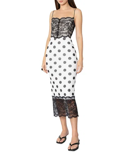 Black Halo Pomi Lace Panel Midi Dress In Multi