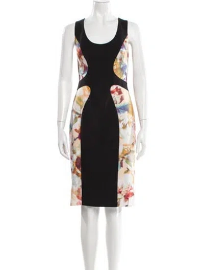 Pre-owned Black Halo Printed Knee-length Dress In Black