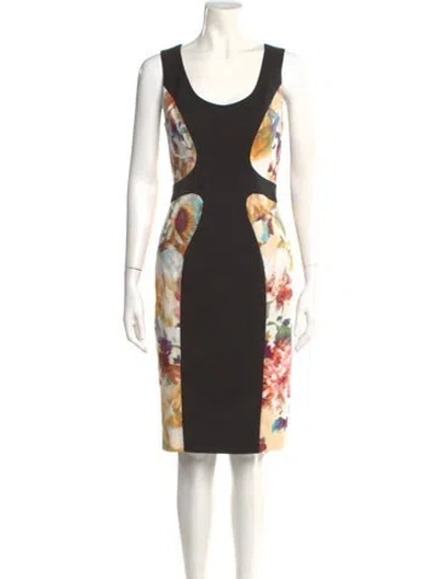 Pre-owned Black Halo Printed Knee-length Dress In Black