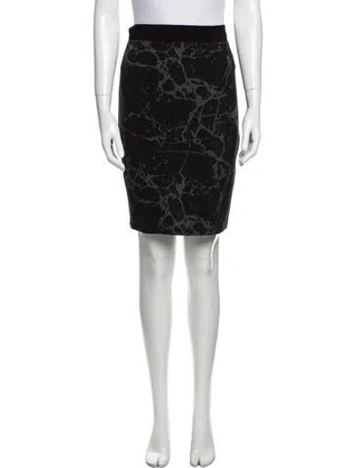Pre-owned Black Halo Printed Knee-length Skirt In Black