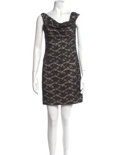 Pre-owned Black Halo Printed Mini Dress In Black