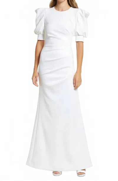 Black Halo Puff Sleeve Maxi Dress In Creme In Neutral