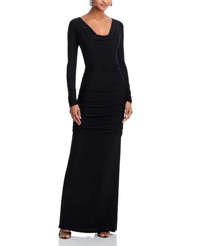Black Halo Rafaela Long Sleeve Glitter Knit Gown
