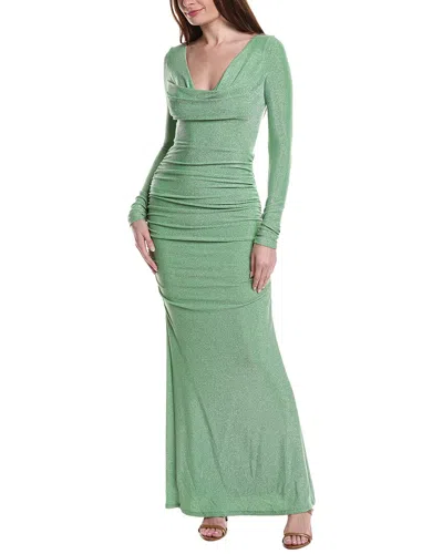 Black Halo Rafaela Cowl-neck Shimmer Column Gown In Pearidise