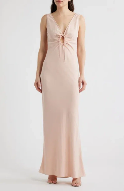 Black Halo Reese Low Back Gown In Brown