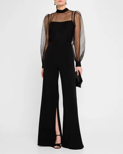 Black Halo Rosalie Wide Leg Jumpsuit In Obsidian Charm In Black