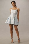 Black Halo Rosana Metallic Stripe Minidress In Blue