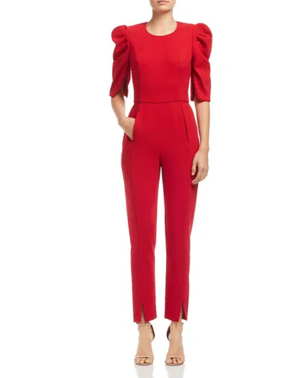 Black Halo Russo Womens Pintuck Knit Jumpsuit In Red