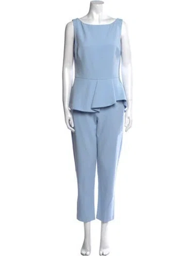Pre-owned Black Halo Scoop Neck Jumpsuit In Blue