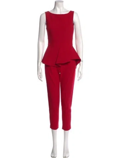 Pre-owned Black Halo Scoop Neck Jumpsuit In Red