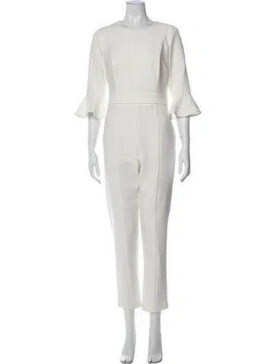 Pre-owned Black Halo Scoop Neck Jumpsuit In White
