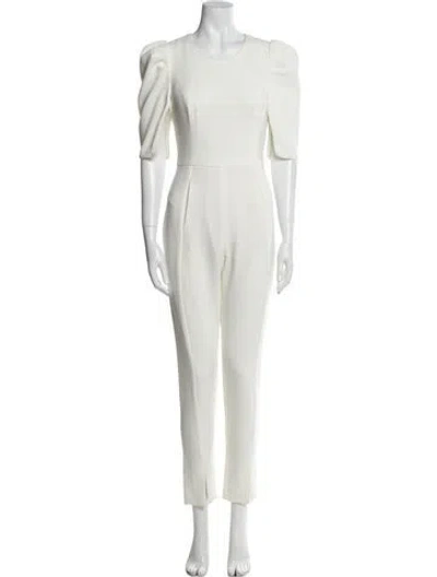 Pre-owned Black Halo Scoop Neck Jumpsuit In White