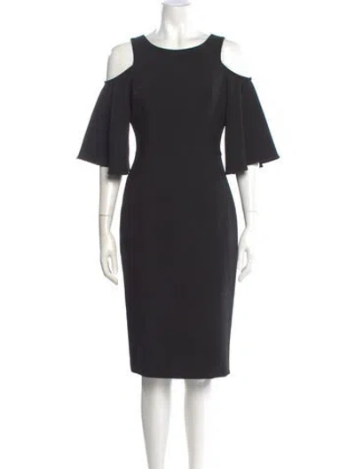 Pre-owned Black Halo Scoop Neck Midi Length Dress In Gray