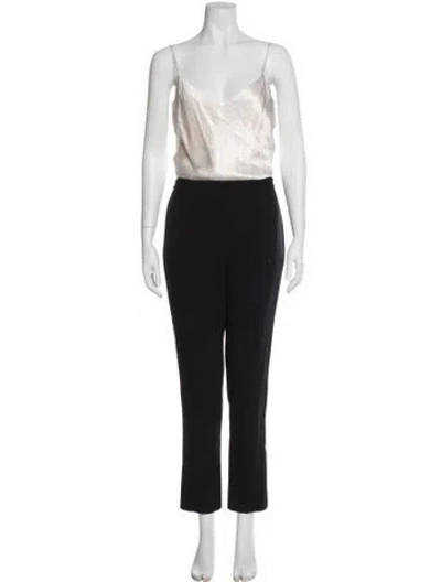 Pre-owned Black Halo Silk Colorblock Pattern Jumpsuit In Black