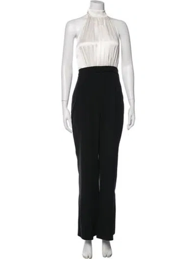 Pre-owned Black Halo Silk Halterneck Jumpsuit In Black