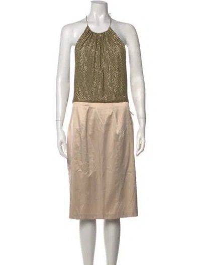 Pre-owned Black Halo Silk Knee-length Dress W/ Tags In Neutrals