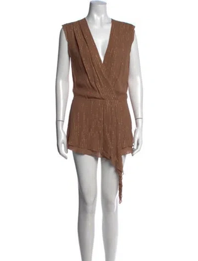 Pre-owned Black Halo Silk Mini Dress In Brown