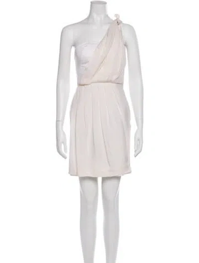Pre-owned Black Halo Silk Mini Dress In White