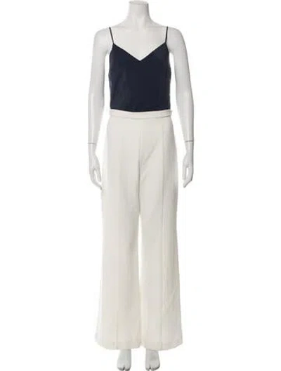 Pre-owned Black Halo Silk V-neck Jumpsuit In Neutrals