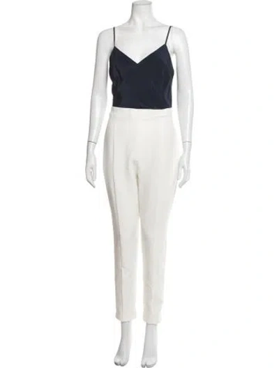 Pre-owned Black Halo Silk V-neck Jumpsuit In Neutrals