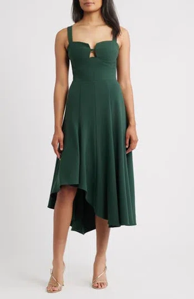 Black Halo Sorelle Asymmetric Midi Dress In Green
