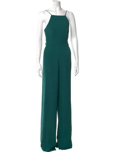 Pre-owned Black Halo Square Neckline Jumpsuit In Green