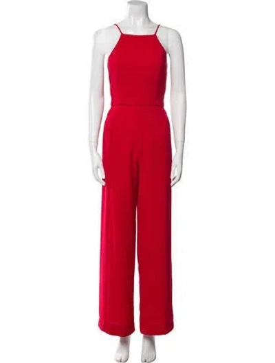 Pre-owned Black Halo Square Neckline Jumpsuit In Red