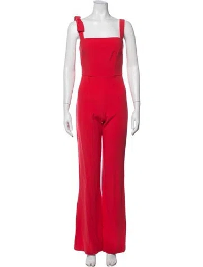 Pre-owned Black Halo Square Neckline Jumpsuit In Red