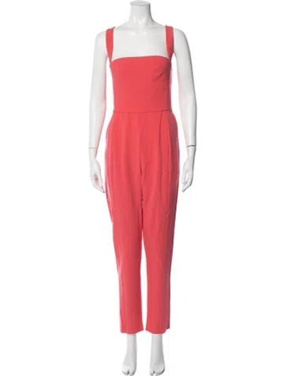Pre-owned Black Halo Square Neckline Jumpsuit In Red