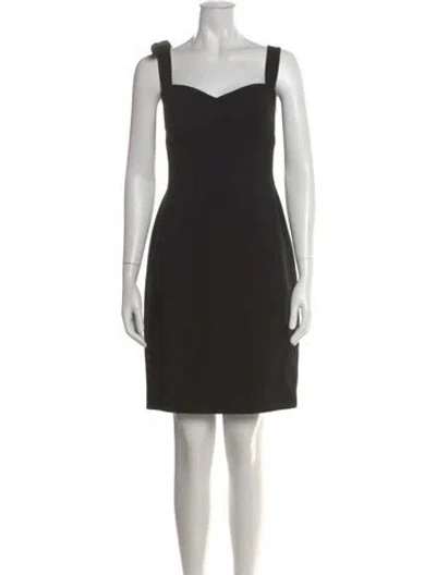 Pre-owned Black Halo Square Neckline Knee-length Dress In Black