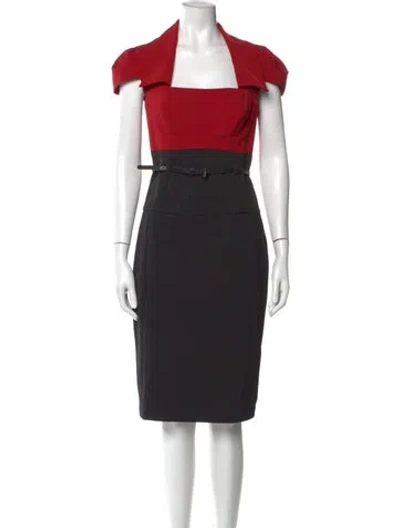 Pre-owned Black Halo Square Neckline Knee-length Dress In Black